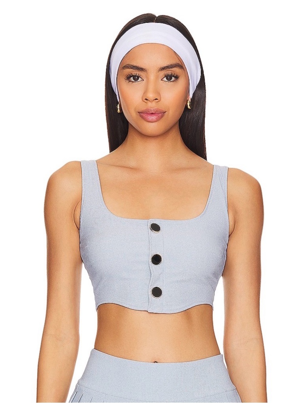 Worn Once! Montce Olivia Culpo Denim Scoop Crop Top